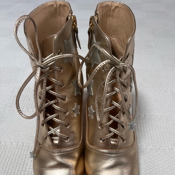 Isa Tapia Metallic Gold and Silver Star Accent Booties Sz. 38 - Picture 3 of 5